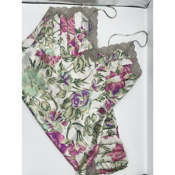 Victoria's Secret Floral Lace Trim Chemise - Pink and Green - Picture 2 of 7